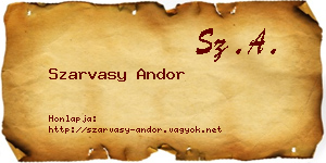 Szarvasy Andor névjegykártya